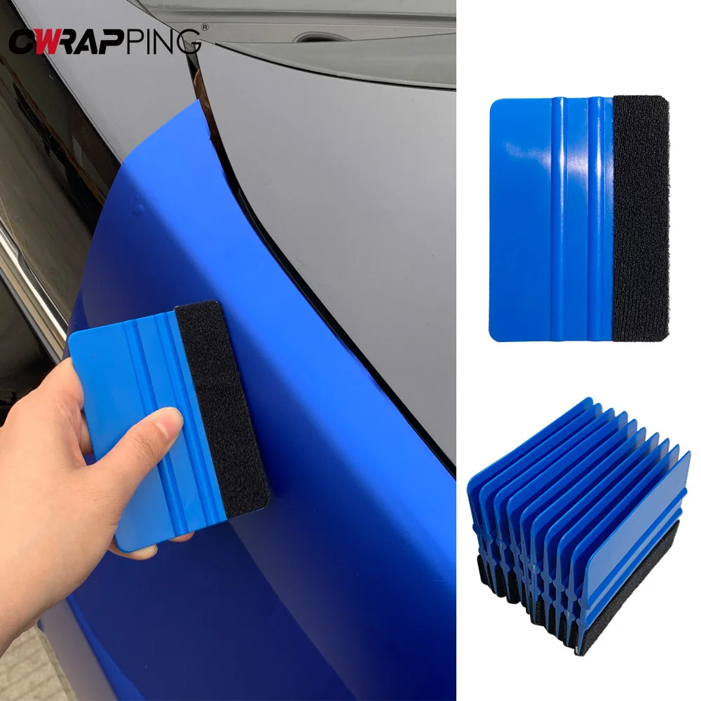 Car Blue Vinyl Carbon Fiber Window Squeegee Scraper Foil Wrapping Suede Felt Scraper Car Styling Sticker Accessories 5/10/20pcs