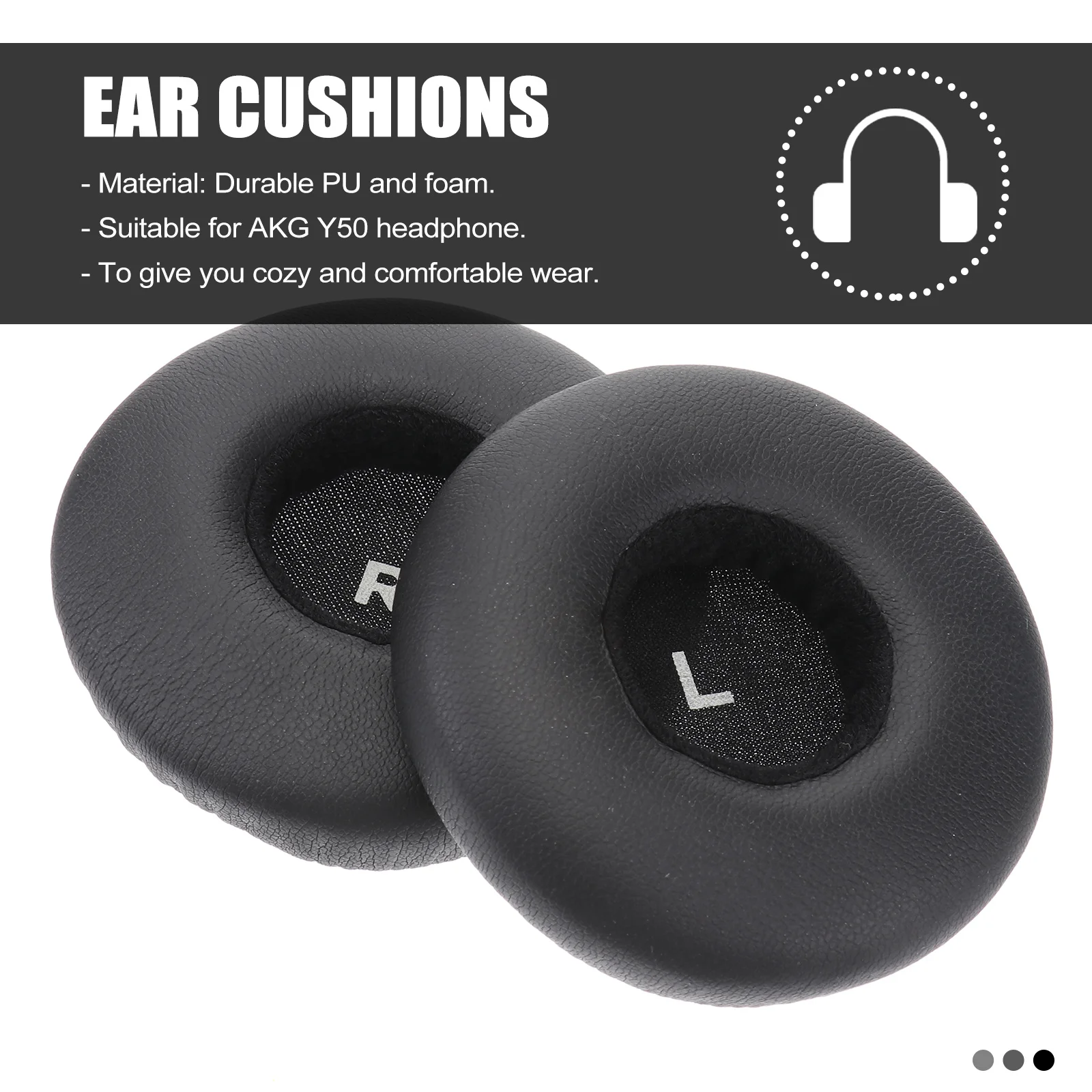 

Replacement Pads For Headphone Black Durable Pu Foam Comfortable Bass Enhanced Cushions Y50 Ear Pads Ear Cushions For Y50
