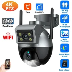 Tuya 4K Dual Lens Wifi PTZ-camera Buiten 2-weg audio Draadloze CCTV-beveiligingsbewakingscamera Auto Tracking IP Cam Smart Life