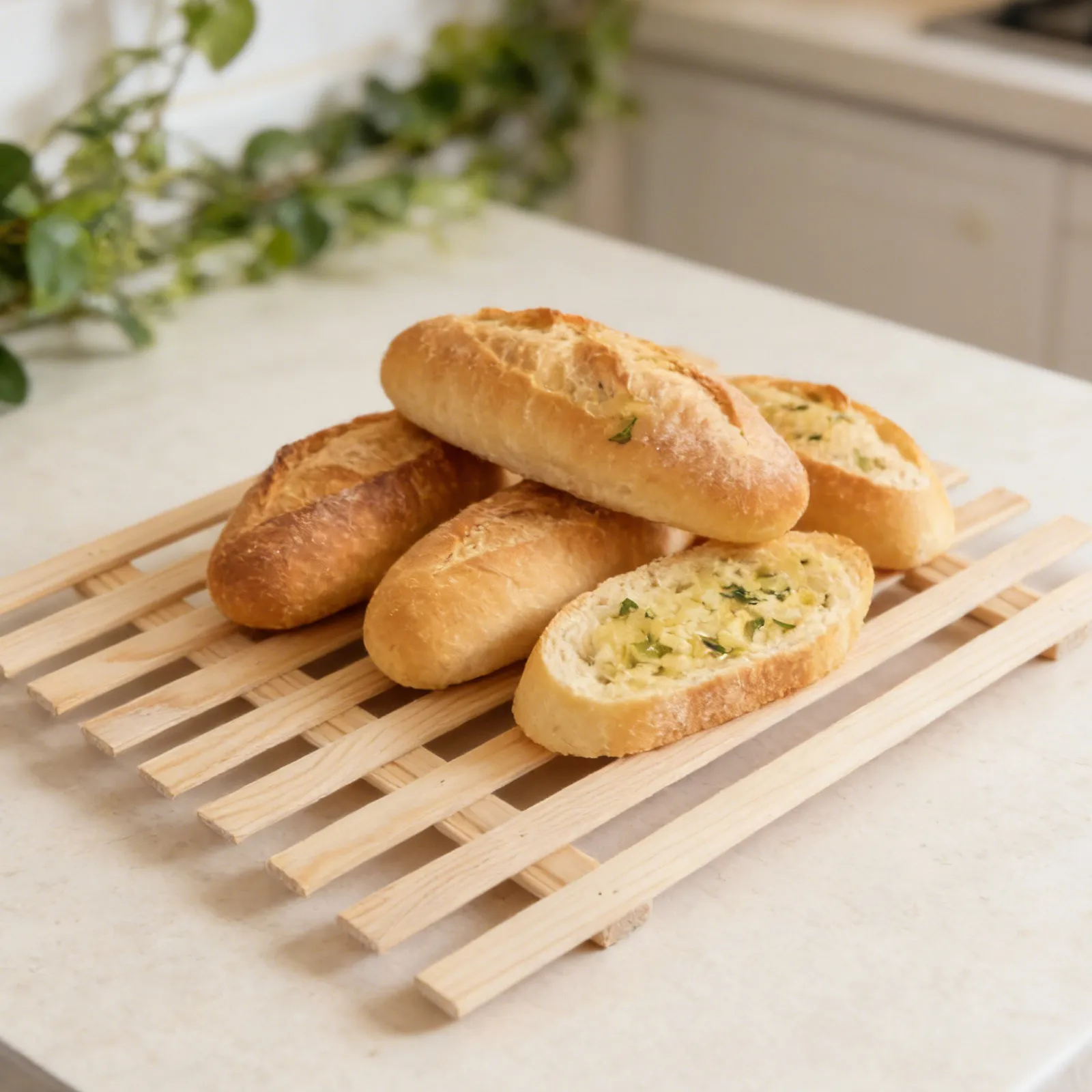 Wooden Bread Tray 13.8x10.6x0.4in Bakery Pastry Display Stand for Bread Serving and Dessert Showcase