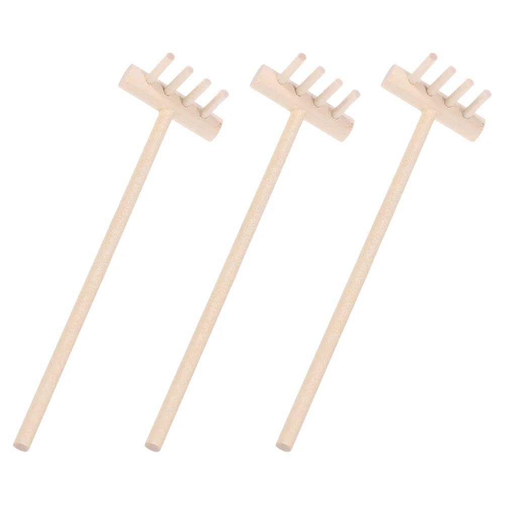 3 Pcs Rake Japanese Style Bamboo and Sand Ornament Garden Tools For Desk Miniature Sandbox Table Tray Miniatures