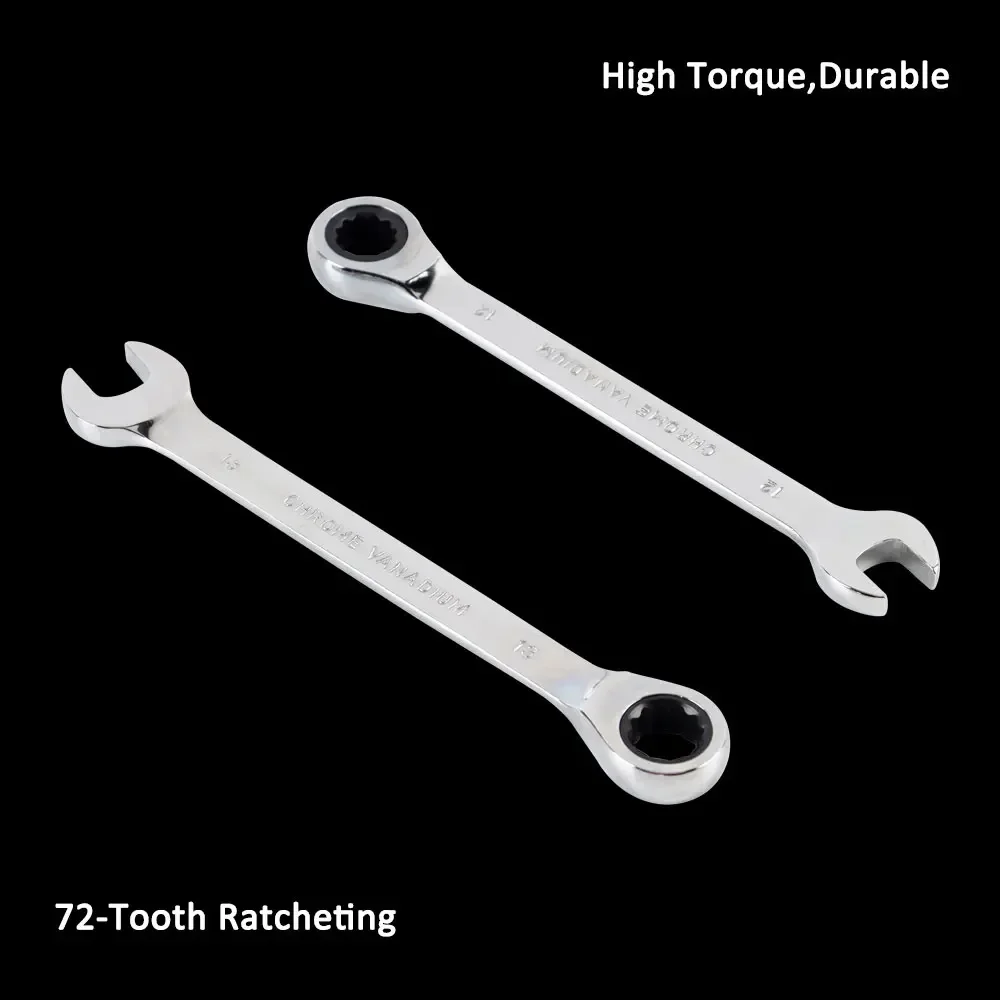 1Pc 6-30mm Multi-Choice Ratchet Wrench Set of Keys Spanner Set Hand Tool 72-Tooth Ratcheting Fixed Head