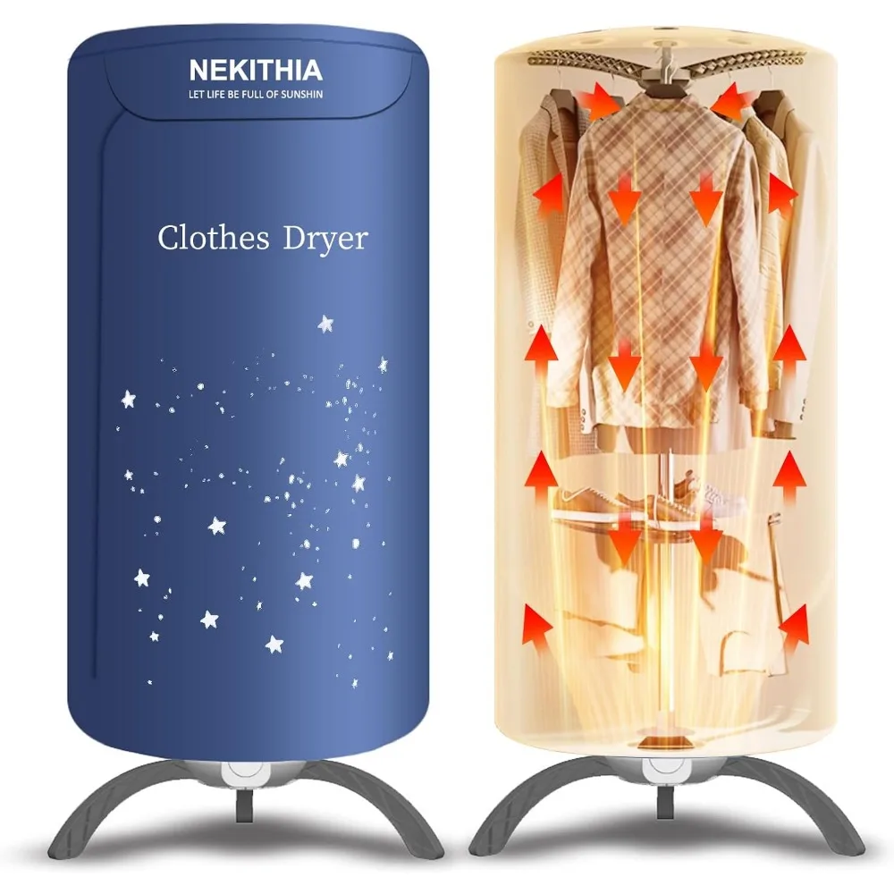 

Portable Clothes Dryer Upgraded to Quickly Dry A Large Number of Clothes and Shoes. Travel Mini 900w Dryer Machine, Compact Port