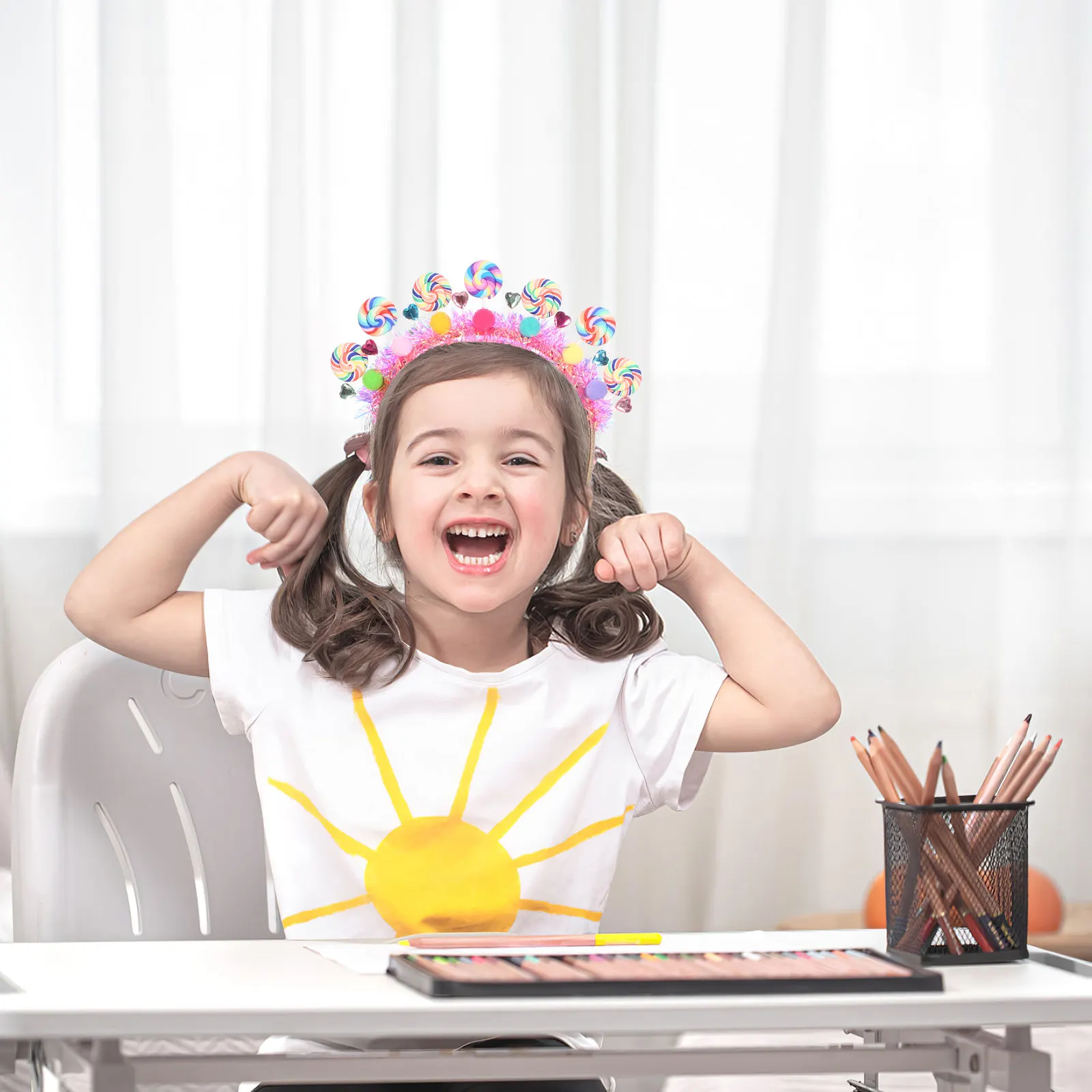 

Милая повязка на голову для девочек в виде леденца, мультяшная повязка для волос в виде конфеты, повязка для волос на день рождения, праздничную вечеринку, для принцесс, праздничная повязка для малышей