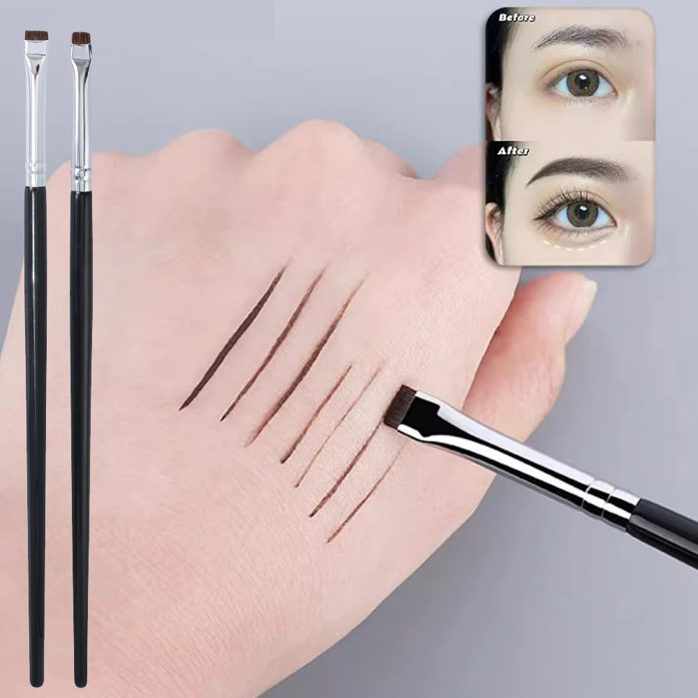 Brocha ultrafina de ángulo fino para ojos, pincel plano para cejas, sombra de ojos, herramienta de belleza multifuncional, suave para mujer