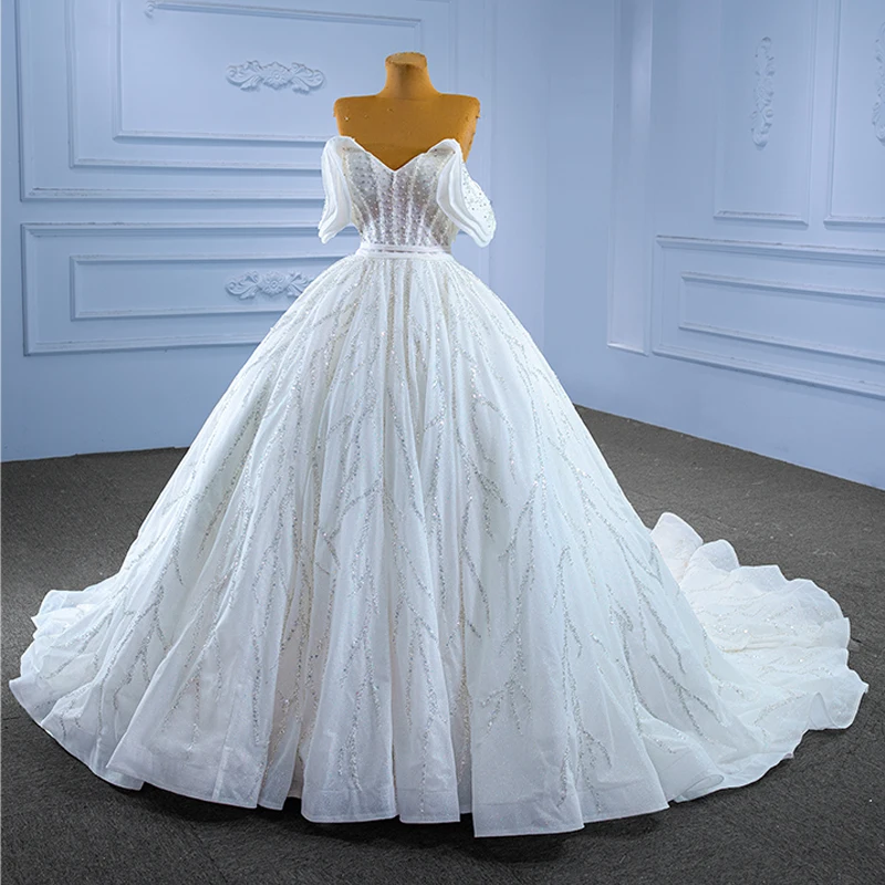 Ritos de casamento de luxo ternos para as mulheres beading organza lantejoulas vestido com decote em v de 2022 vestidos de baile rsm67492 robe de mariée