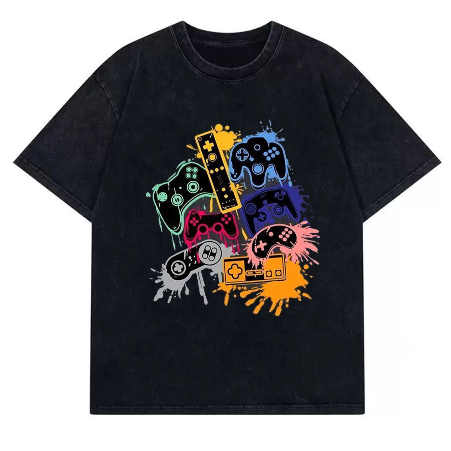 2026 Fc Red and White Game Console Double Dragon Snowman Brothers Contra Tank Battle Peripheral Short-sleeved T-shirt T-shirt