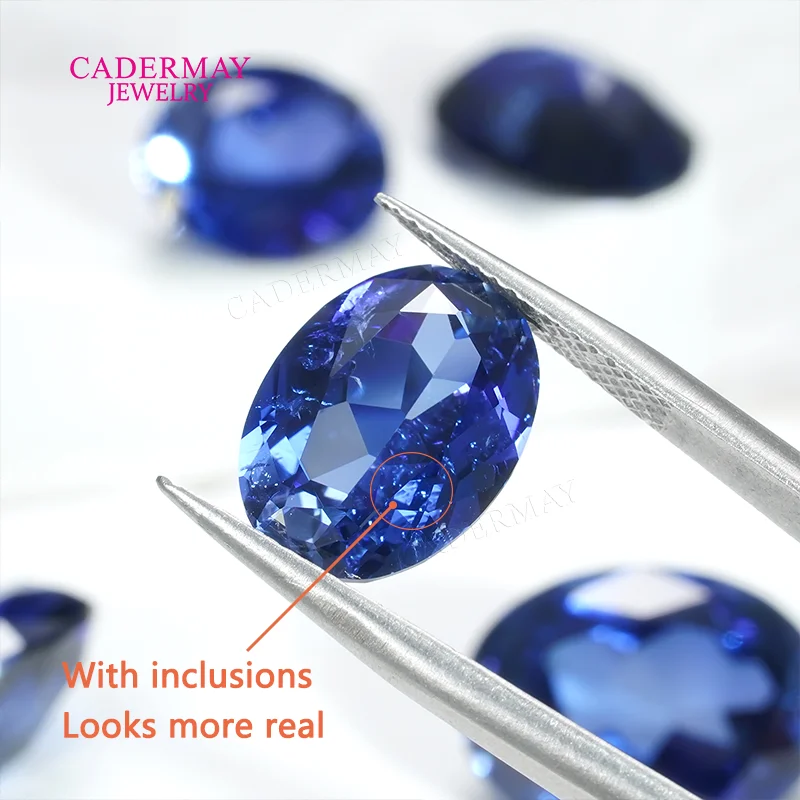 Inclusions Lab Grown Sapphire 3x4mm-15x20mm Oval Shape Cornflower Blue Synthetic Sapphire Loose Gemstone for Diy Jewelry Design