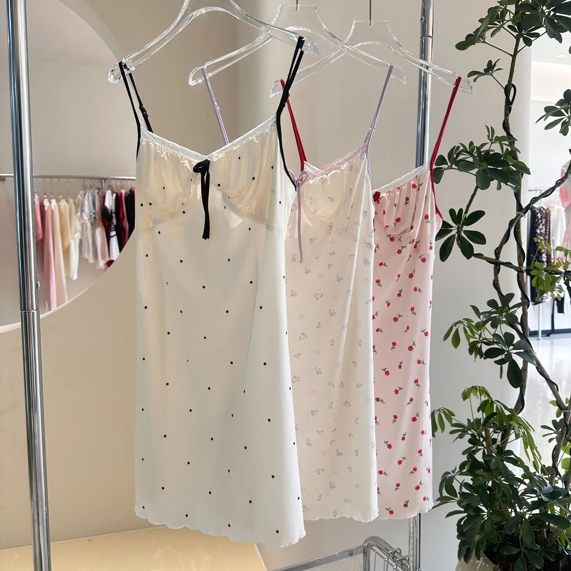 

Print Sleep Dress Lace Womens Strap Nightgown Satin Chemise Nightdress Summer Sleepwear Sexy Dressing Gown Loungewear