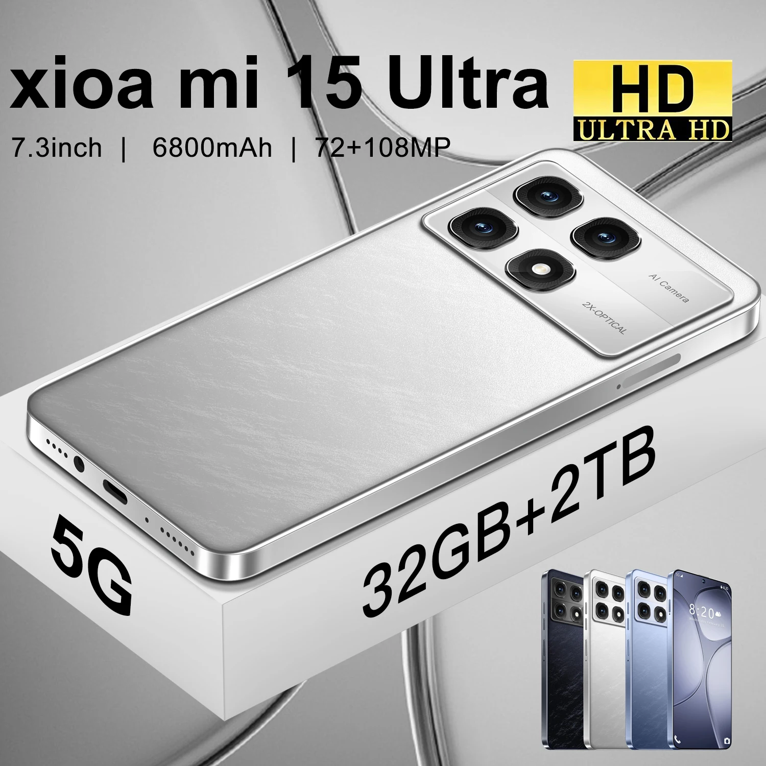 Original Xioa mi 15 Ultra 7.3 inch Cell Phones Deals 32GB+2TB 5G Smartphone Phone 8000mAh Global Version Mobile Unlocked Phone