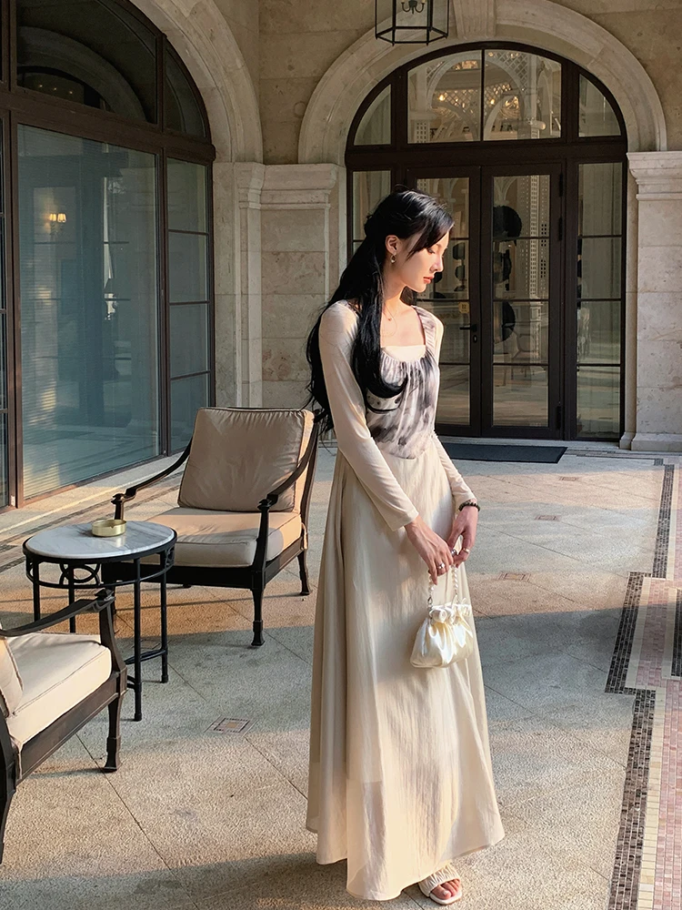 

Женская юбка А-силуэта из полиэфирного волокна с завышенной талией, повседневная, осенняя