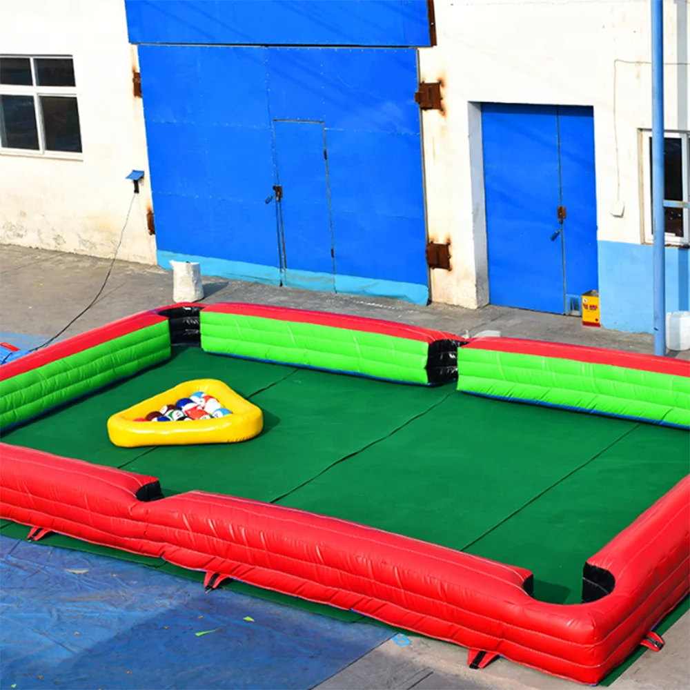 Boule de billard gonflable bon marché avec balles et souffleur, table de billard, piscine de football, jeux de carnaval, événements