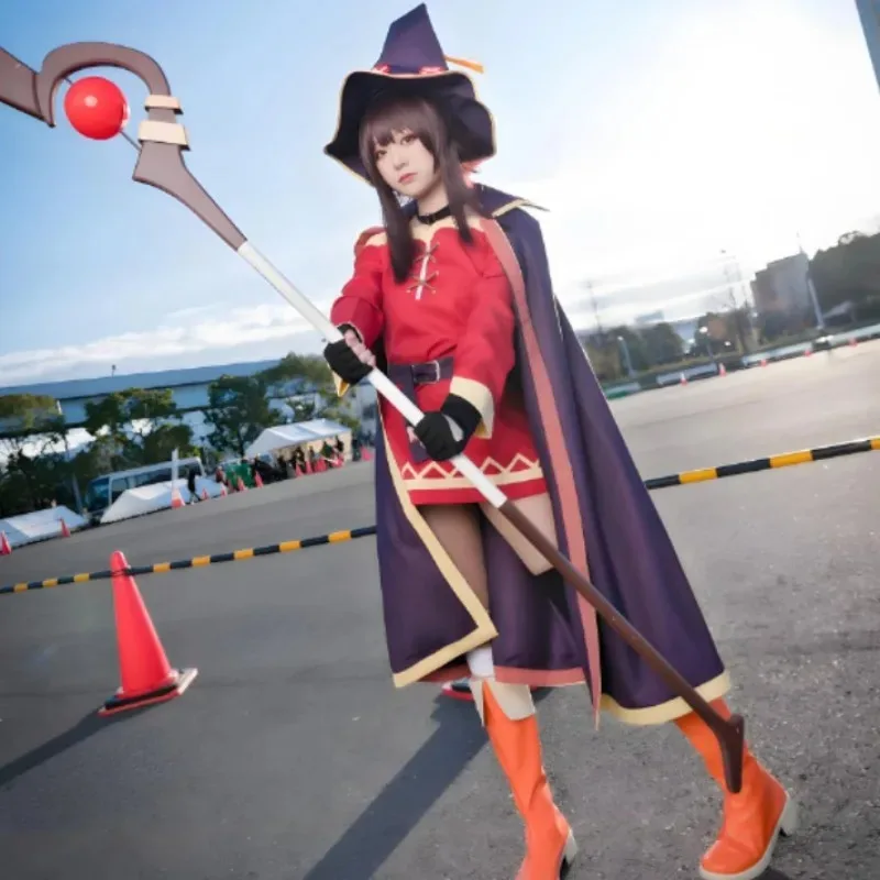 Anime KonoSuba bendición de Dios en este maravilloso mundo Megumin disfraz Cosplay accesorios capa falda conjunto completo uniforme de fiesta