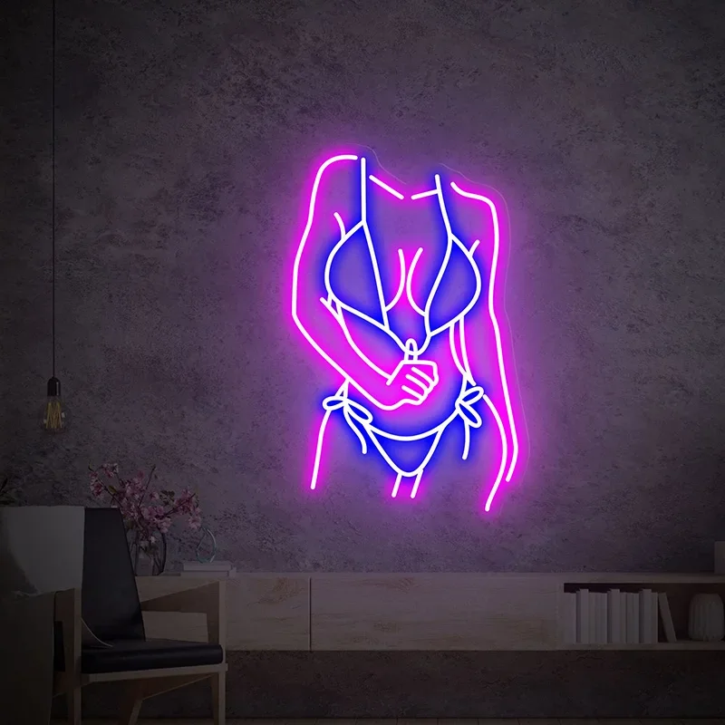 Woman Sexy Body Led Neon Sign Custom Bedroom Wall Decoration Bar KTV Neon Lights Sexy Girl Bottom Wall Art Night Light Lamp