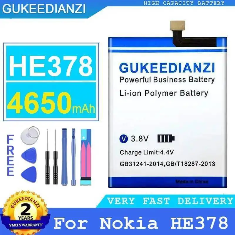 

Прочный аккумулятор мобильного телефона для Nokia HE378 4650 мАч, быстрая зарядка