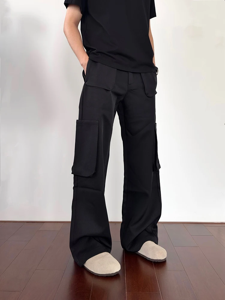 

American Retro Cleanfit Straight Leg Bla Pants Men's Loose Casual Wide Leg Long Trousers Trendy Workwear Youth Active Sle