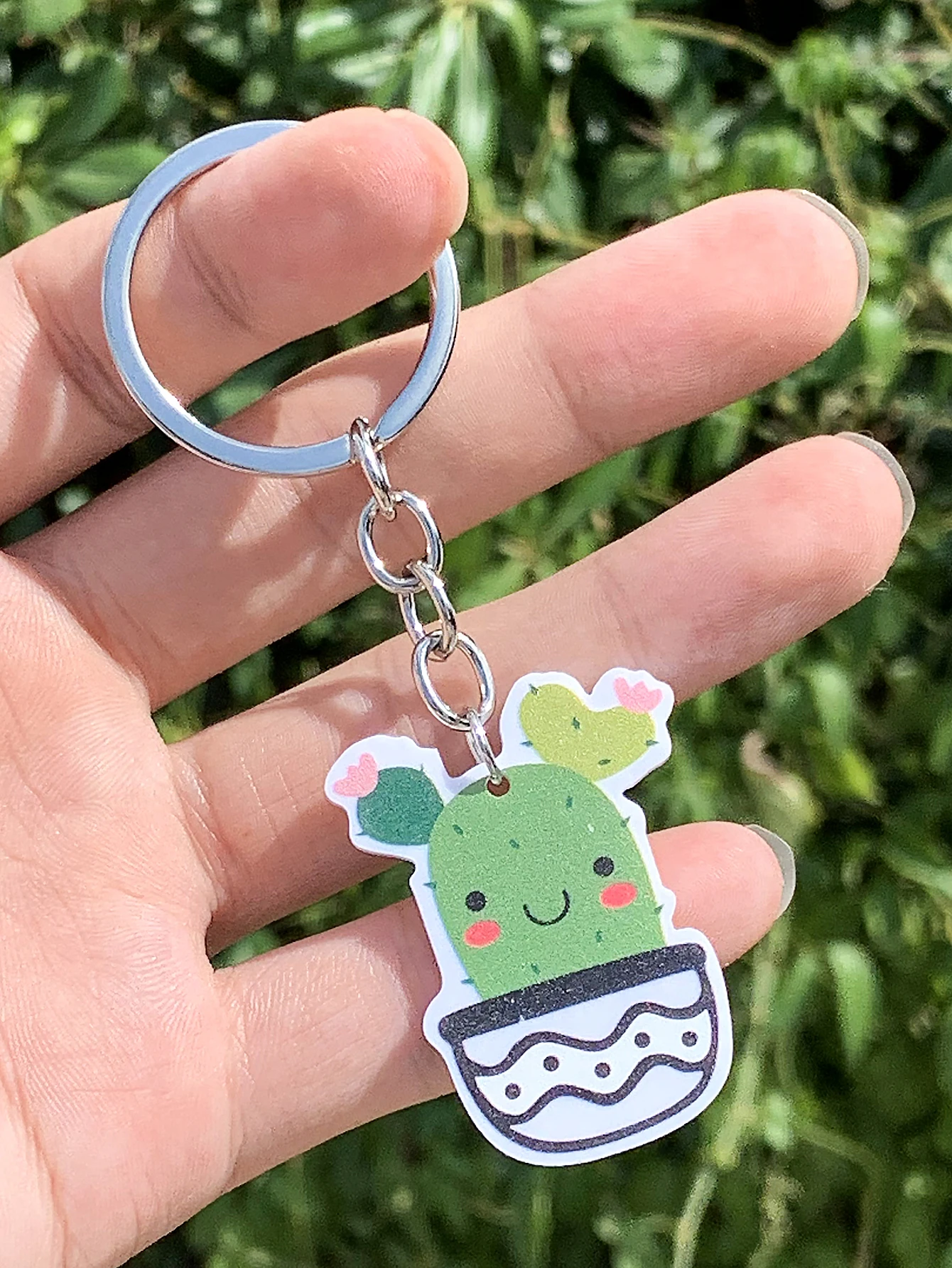 WELBACK 1Pcs Cute Caton Succulent Cactus Keychain Fashion Acrylic Keychain Suitable for Everyday Wear and Gifts