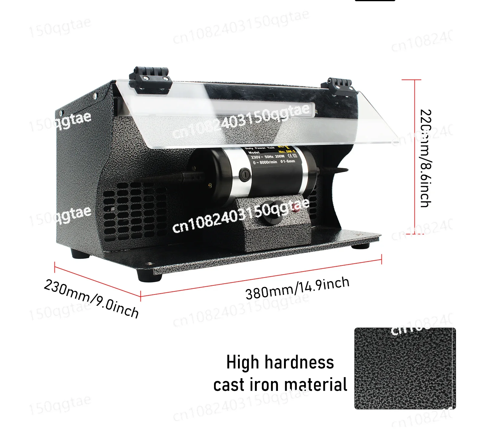 200W Jewelry Buffing Machine with Light and Dust Collector - 220V Table Top Polishing and Buffing Tool for Jewelry