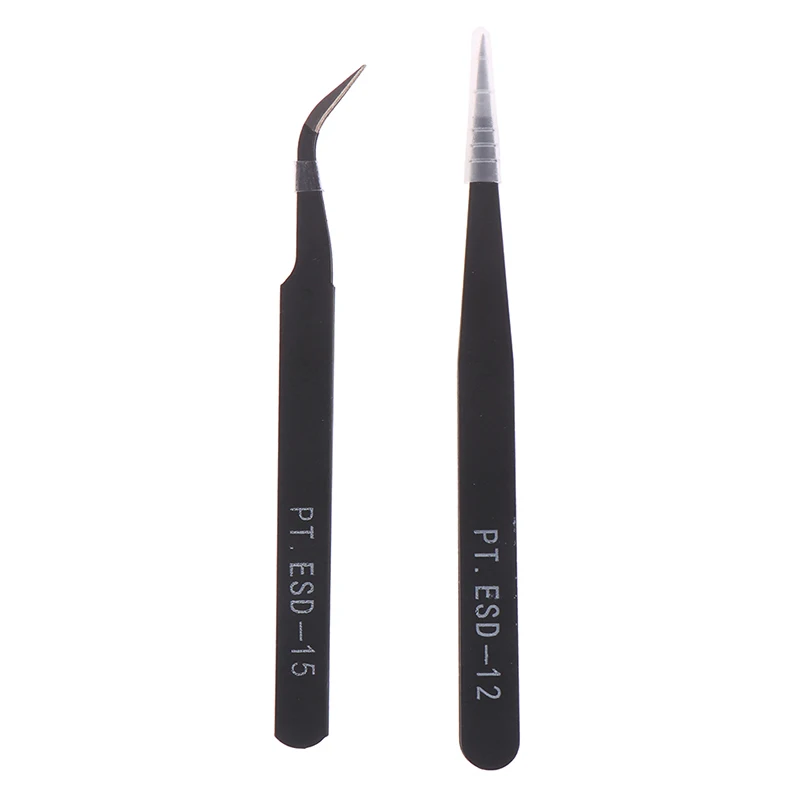 Excellent Quality Tweezers Bend+Straight New Stainless Steel Industrial Anti-static Cross Tweezers Eyelash Tweezers