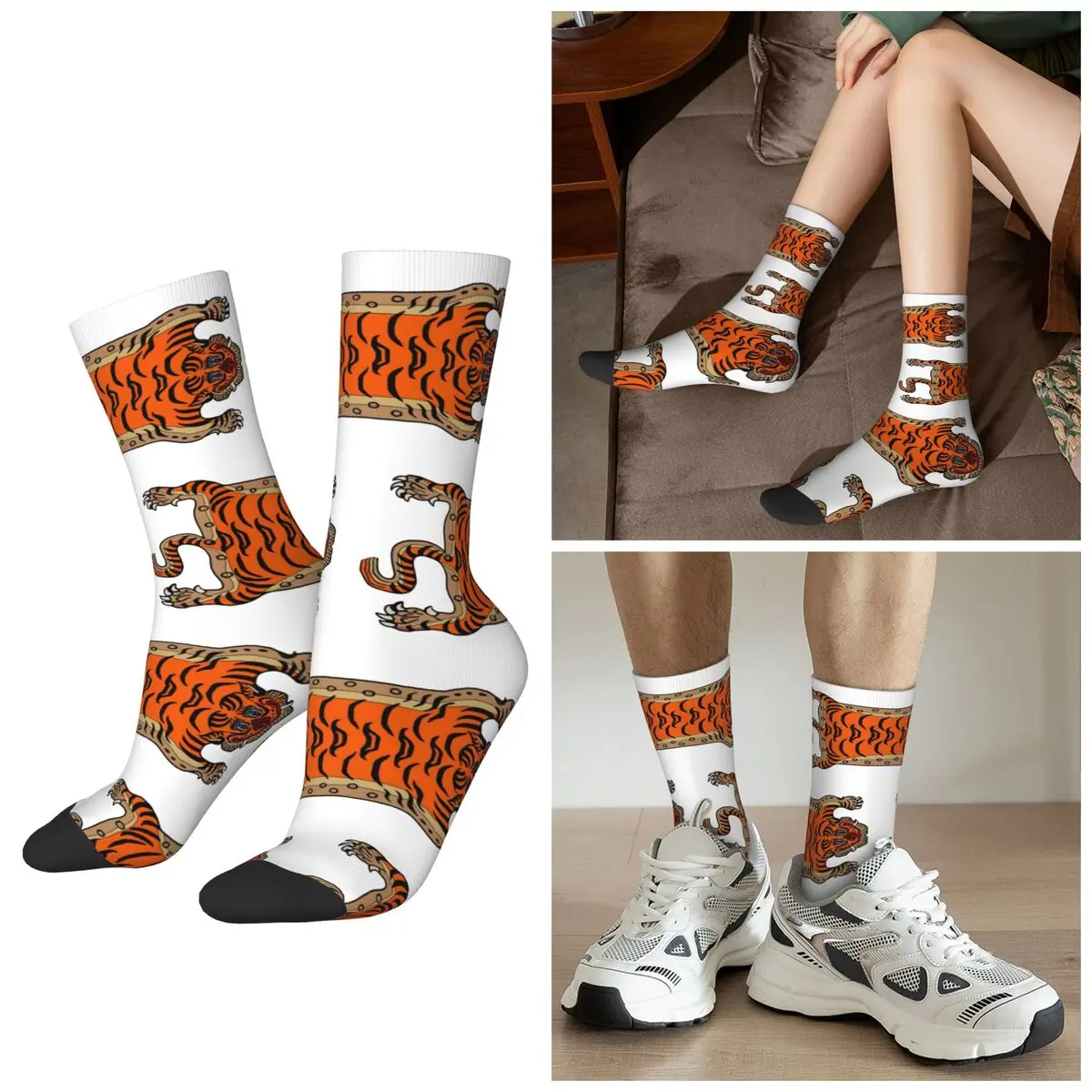 

Всесезонные носки с тибетским тигровым ковриком в стиле Харадзюку, спортивные носки средней длины, модные чулки для мужчин и женщин, рождественские подарки