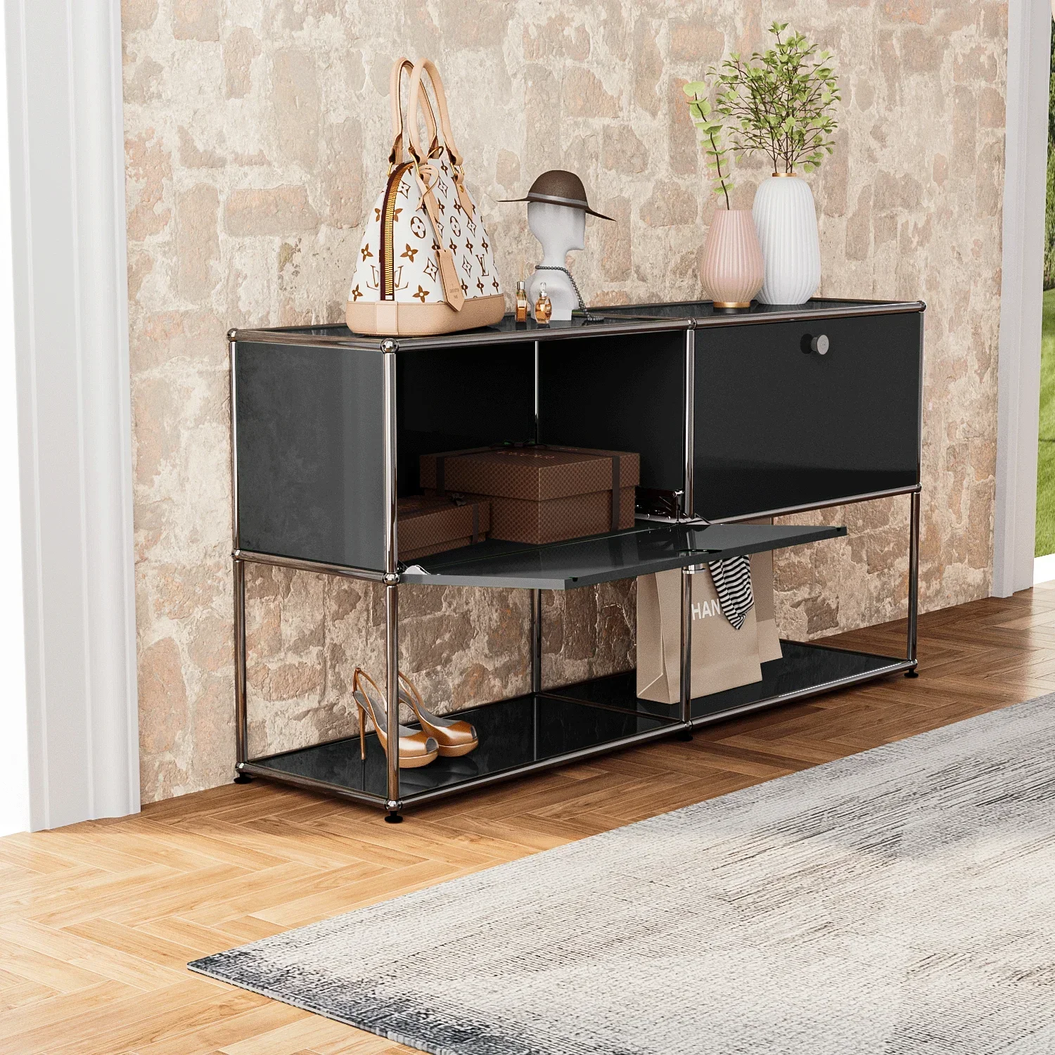 Storage Cabinet Sideboard Haller Cabinet Storage Shelf Modular Furniture Stainless Steel Metal Board for