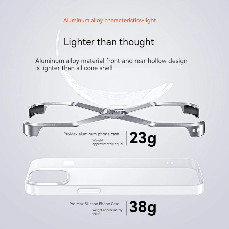 Aluminum Alloy Rimless X Type Bumper Bar For iPhone 14 15 16 ProMax Metal Heat Dissipation Removable Armor Shockproof Phone Case image 4
