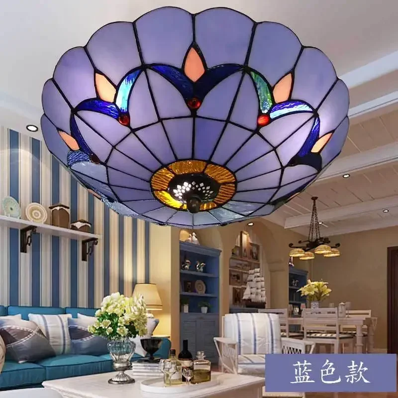 Stained Glass Ceiling Light Tiffany Home Luminarias Decor for Living Room Chandeliers Lighting Kitchen Bedroom LED Lamp Fixture