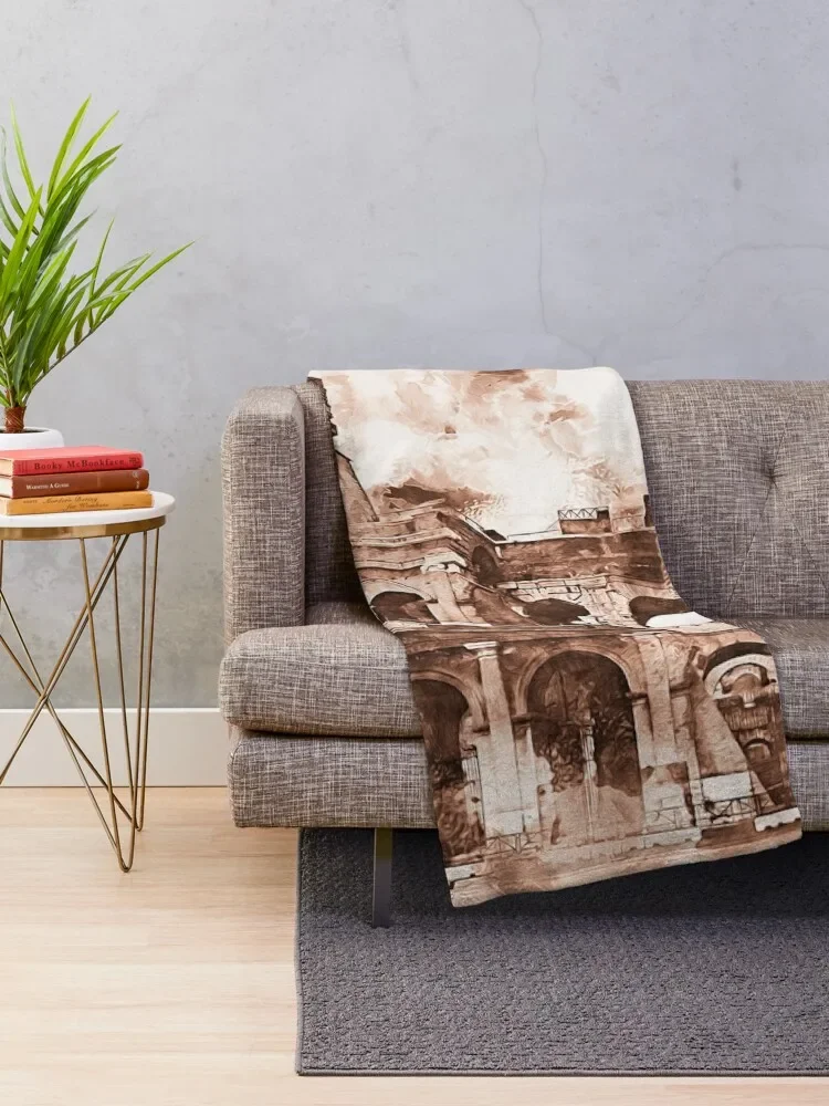 Colosseum, Rome Throw Blanket Summer Vintage Plaid on the sofa Blankets Sofas Of Decoration Blankets