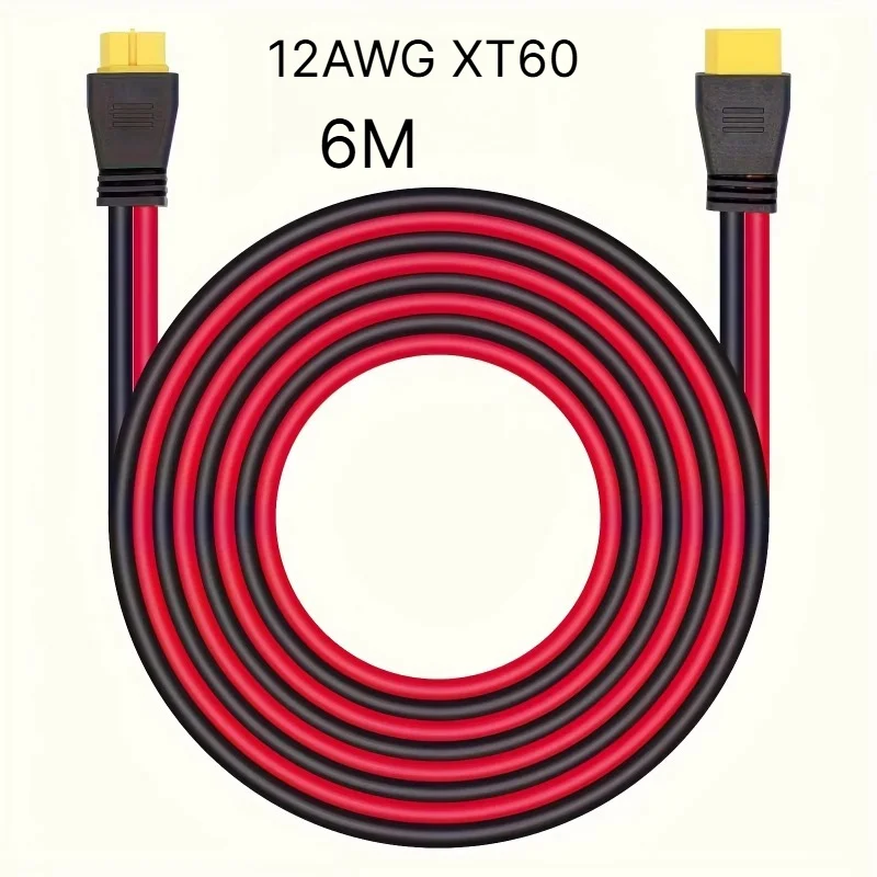 12AWG XT60 Male to Female Cable 6M for ALLPOWERS Ecoflow Delta River Anker SOLIX Bluetti AC DJI Solar Generators.