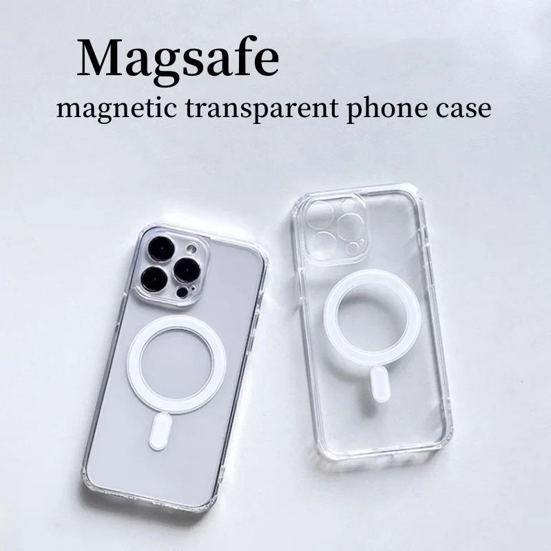 Magsafe Transparent Magnetic Phone Case iphone16 Silicone Protective Case Magnetic Wireless Charge For iphone15 14 13 12 11