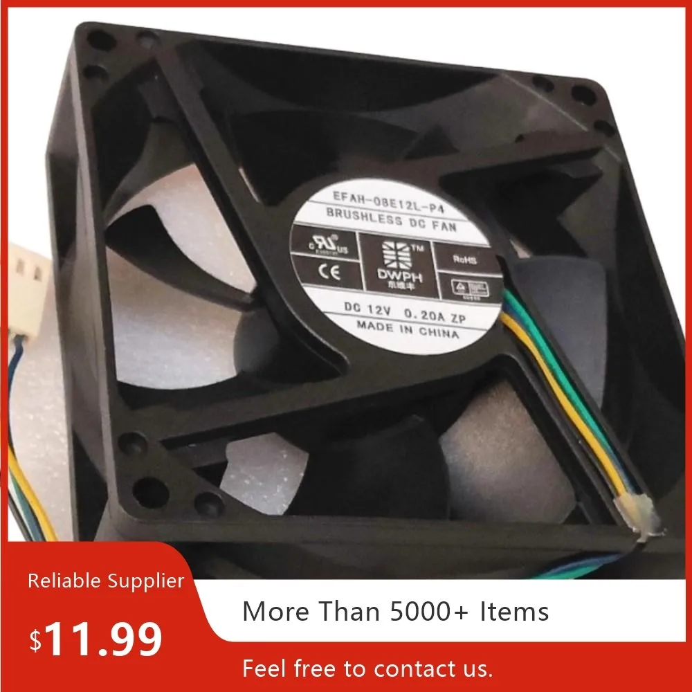 80mm Fan EFAH-08E12L-P4 4-Wire PWM Cooling Fan, Hydraulic Bearing, 12V 0.20A, Speed Range 800-2600 RPM