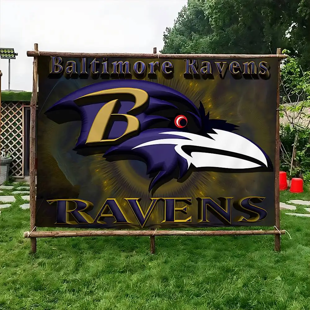 B-Baltimore Ravens Cartoon Flag Art Science Fiction Room Home Decor Wall Hanging Home Decor Banner