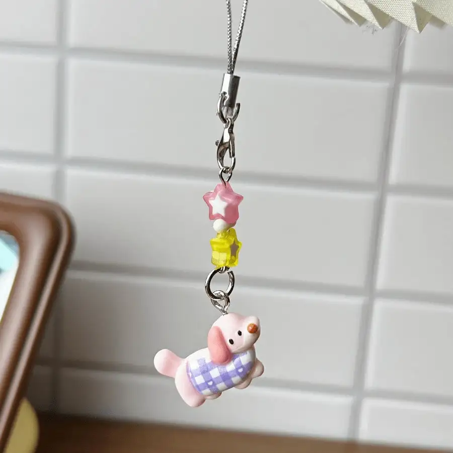 

Cute Cartoon Dachshund Keychain Sweet Girl Mobile Phone Chain Dog Small Pendant Ins High Value Girlfriend Gift