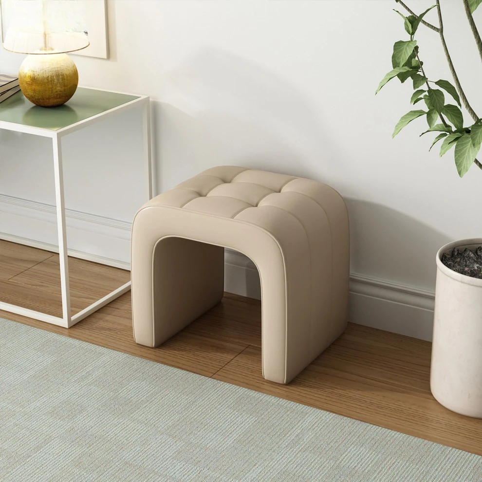 Cream wind home shoe change stool living room leather art sofa stool light luxury advanced makeup dressing stool chair