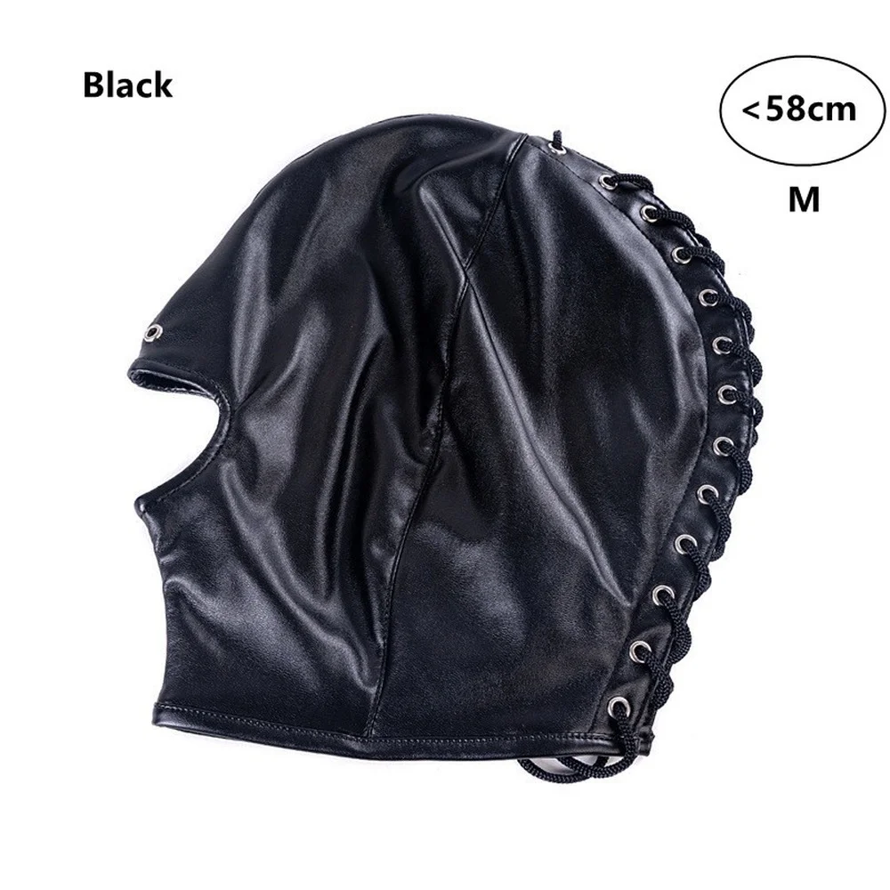 Open Mouth Slave Sex Party Mask for Women Men SM Leather Hood Blindfold Head Harness Mask Bdsm Bondage Fetish Erotic Tool Adult