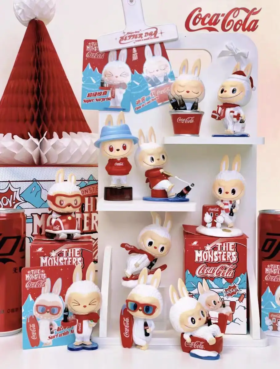 Genuine Popmart Bubble Mart The Monsters Labubu Coca Cola Series Blind Box Labubu Handmade Happy Factor Surprise Shake