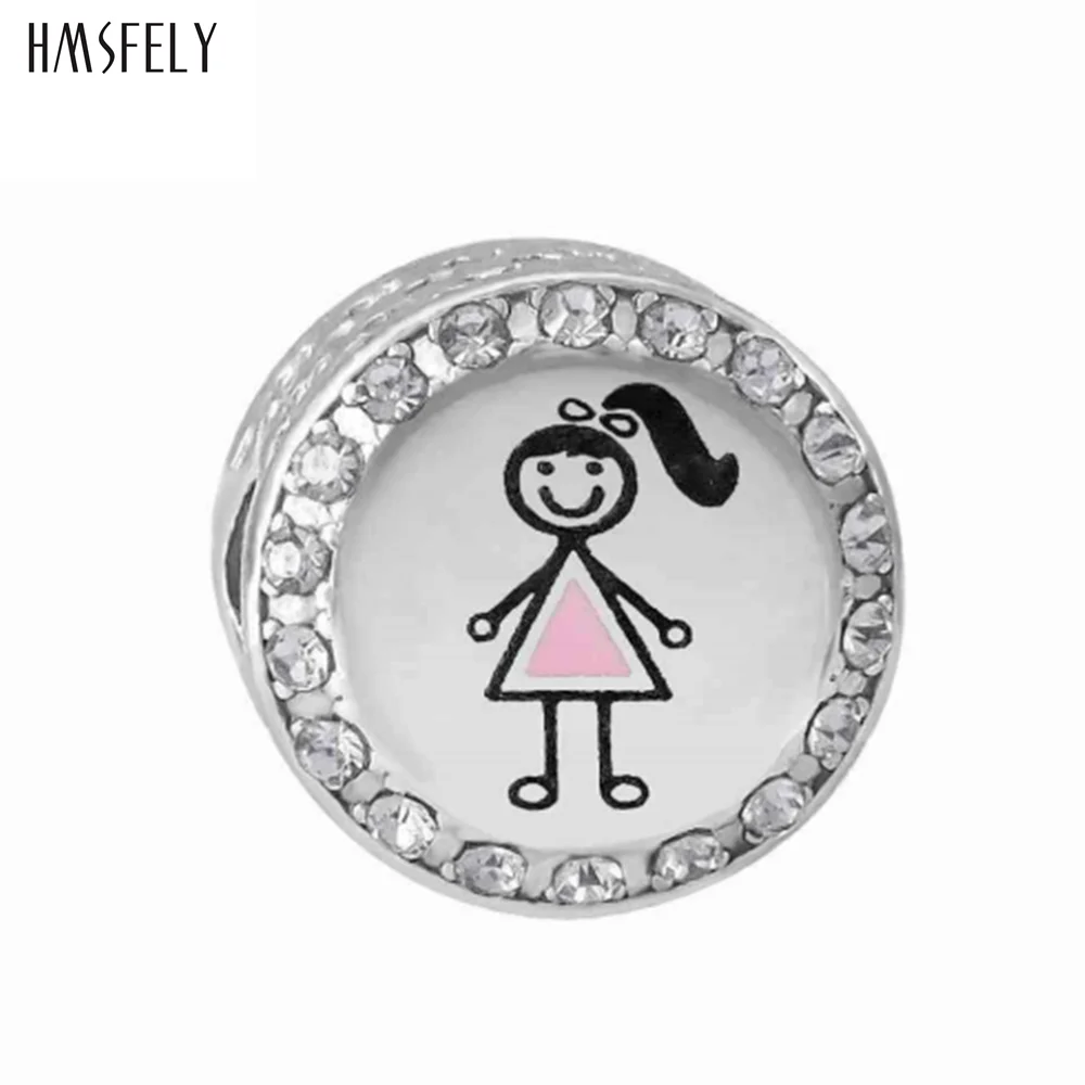 HMSFELY Boy Girl Pattern Round Beads For Charm Women Bracelet Jewelry Making Accessories Bead 316l Stainless Steel Beads