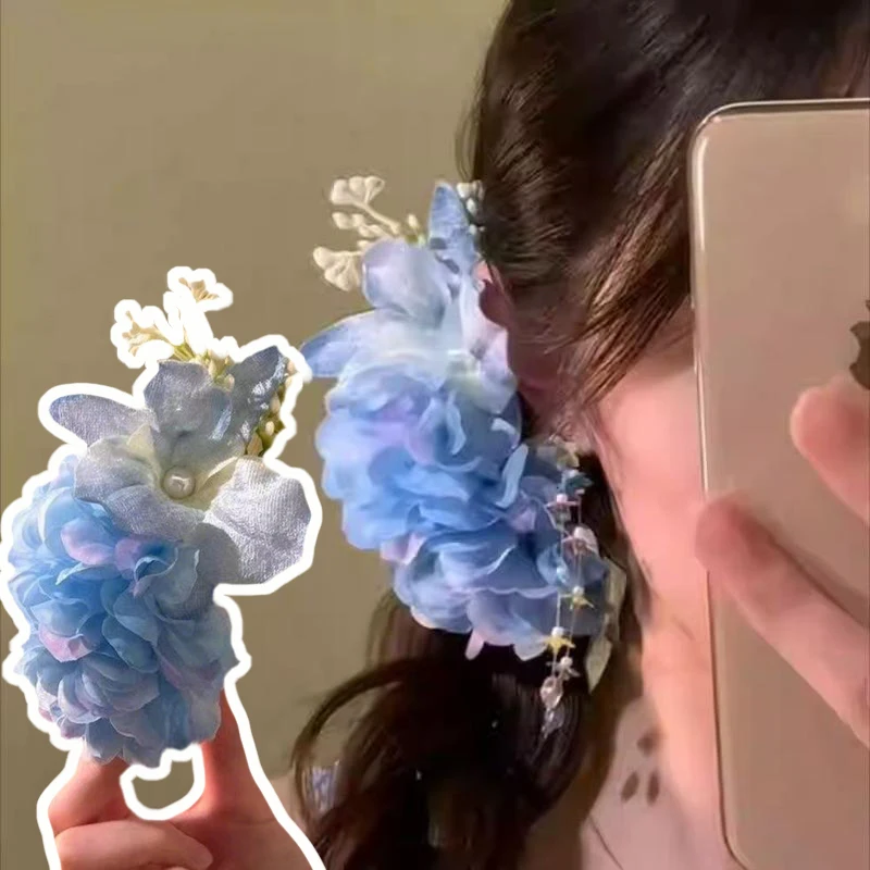

Осенний темперамент, синий цветок, заколка для волос с когтями, заколка для волос с утконосом, заколки для путешествий, вечерние аксессуары для волос