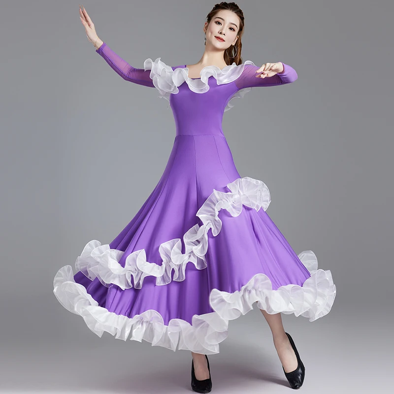 

Платье для современного танца, новинка 2025, национальный стандарт, вальс, тренировочное платье для соревнований, большое платье LY7203