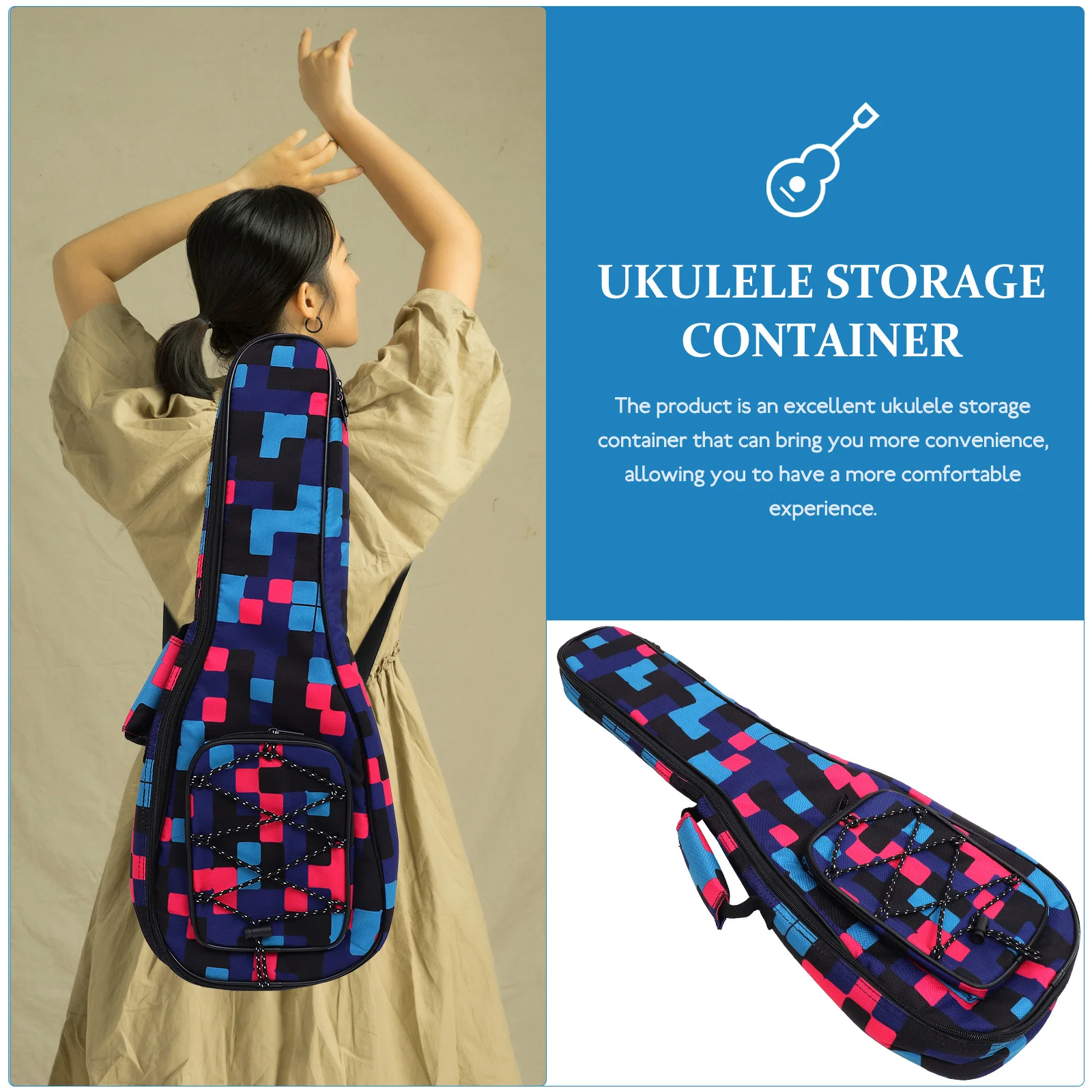 23 بوصة حقيبة القيثارة سميكة أكسفورد القماش واقية ل 23 "القيثارة المحمولة كيس التخزين حزام الكتف المزدوج حمل #3