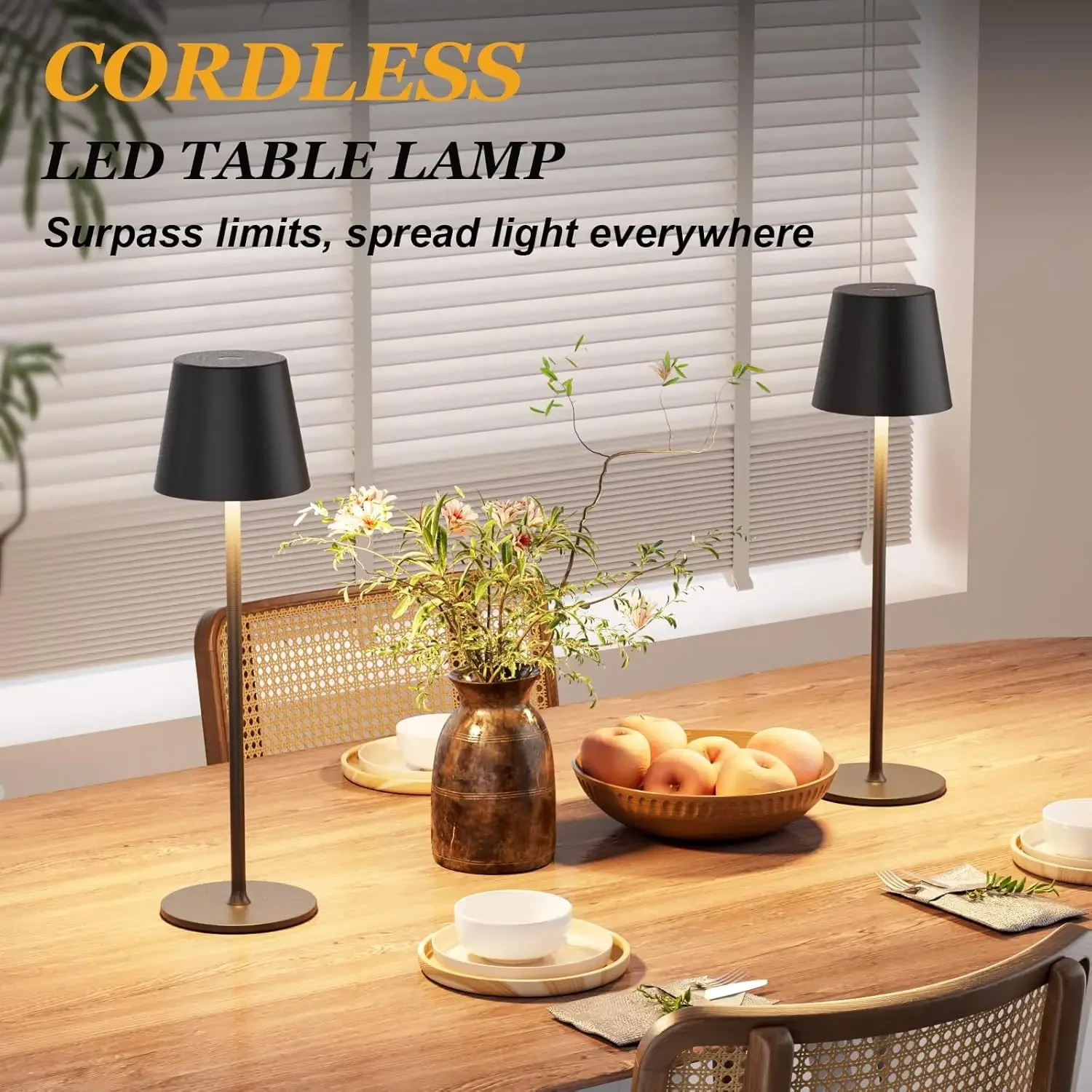 Cordless Table Lamps Rechargeable, USB Rechargeable Simplicity Desk Lamp with Touch Control Night light Lamp for Bedroom, Desk