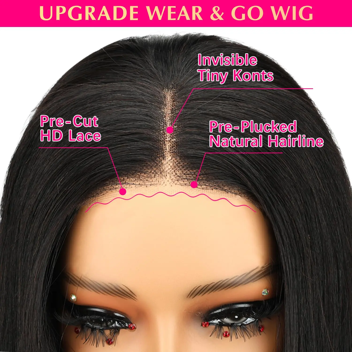 200% densité 40 pouces Wear and Go perruques sans colle cheveux humains pré plumés pré-coupé 5x5 HD dentelle fermeture perruques cheveux humains droite