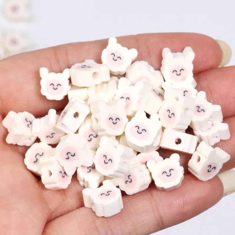 20/50/100 個白かわいい羊の形ポリマークレイビーズルースビーズジュエリー作成 Diy ブレスレットネックレスイヤリング用品