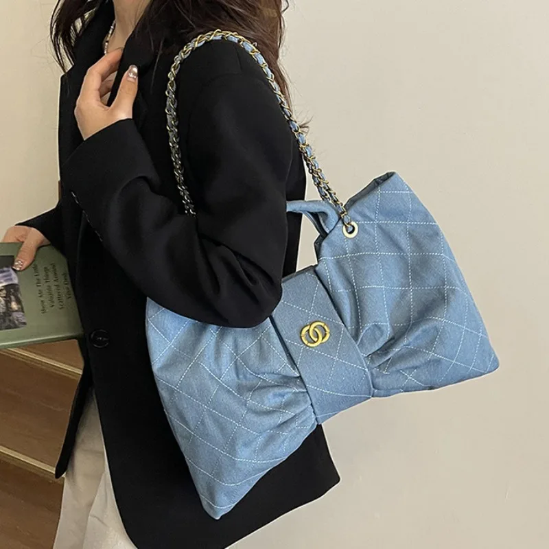 Модная стеганая замшевая сумка в клетку 2025 года для женщин, винтажная шикарная сумка через плечо большой вместимости, элегантная пригородная и дневная сумочка