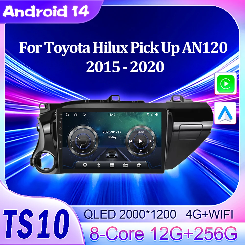 

2Din Car Android For Toyota Hilux Pick Up AN120 2015 - 2020 Car Multimedia Radio Player Touch Screen AutoMotive GPS Navigation