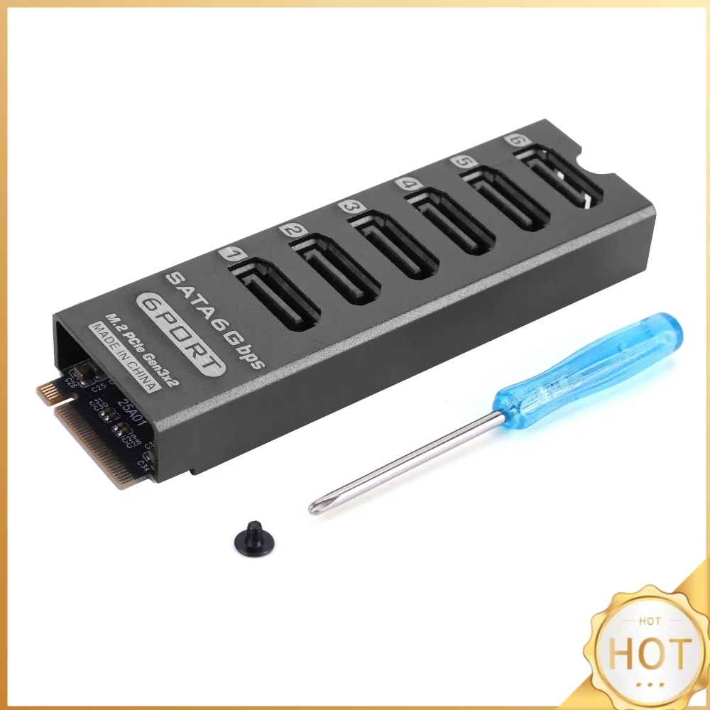 ASM1166 6 Port SATA 6Gbps PCIe 3.0 NAS Expansion Card HDD SSD Support PM Aluminum Alloy Storage Controller Adapter