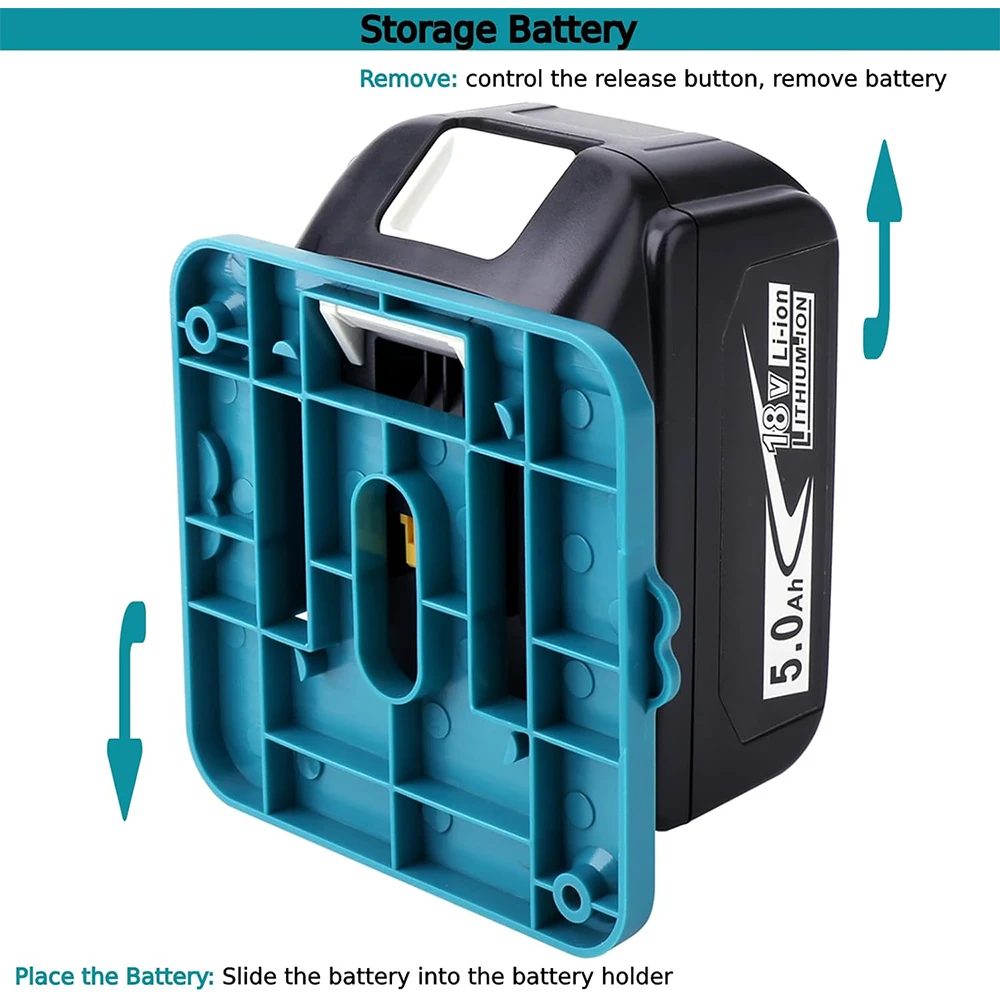 Soporte de batería de 5 uds., estante de almacenamiento de batería para Dewalt/Makita/Milwaukee, batería de iones de litio de 18V, soporte de herramienta de montaje en pared, fijación