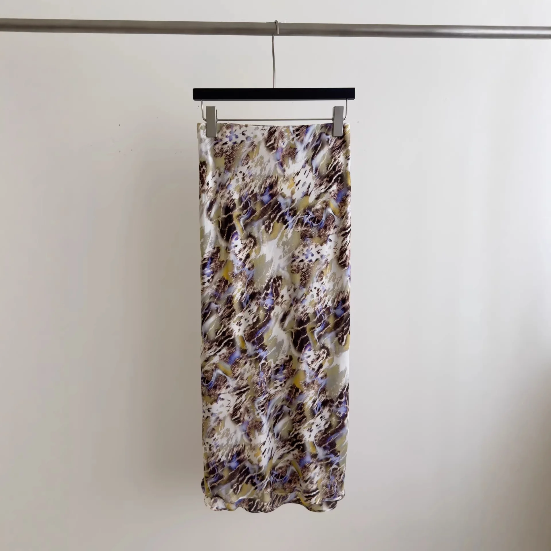 Vintage Marble Pattern Satin Maxi Skirt