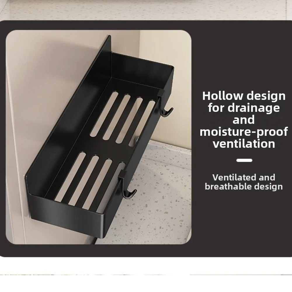 Wall Mounted Refrigerator Magnetic Shelf Space Saving Large Capacity Refrigerator Side Storage Rack with Hooks Punch Free