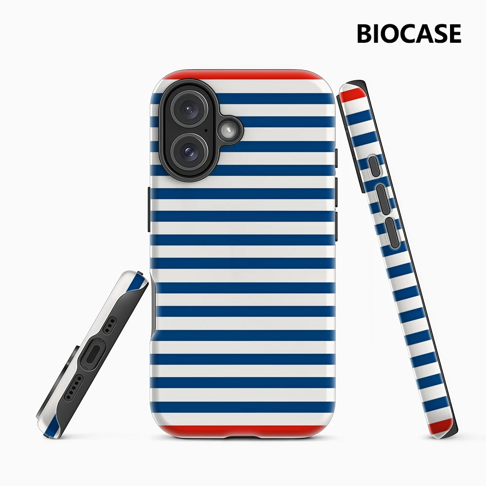 Red Accented Navy Stripes IPhone17 Must-Haves Phone Case for IPhone 17 16 15 14 13 12 Pro Max Plus Double-layer Back Cover